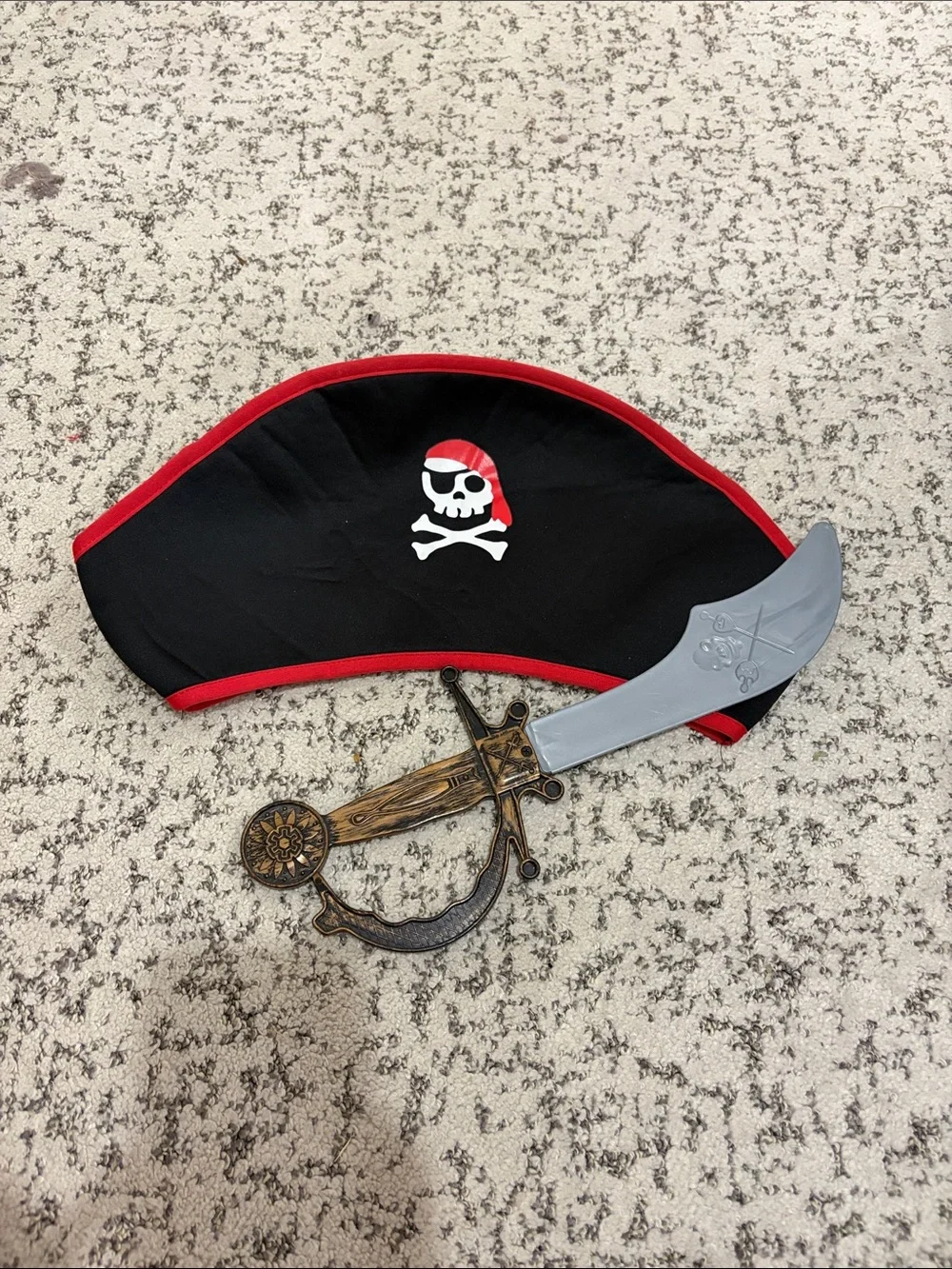 Kids Black and Red Pirate Hat & Sword Costume Accessory Set